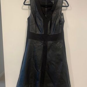 EUC- Black leather panel dress by Etcetera